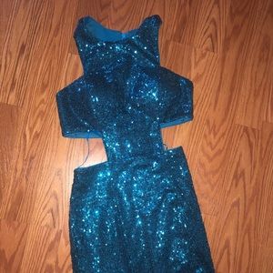 Faviana : Long Sequined Side Cut Out Dress